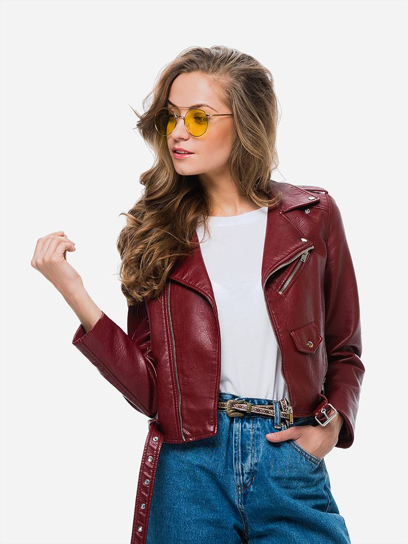 Textured vegan leather moto Jacket - 1 - 9789022592748-1