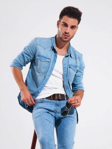 Dark blue classic long sleeves shirt - 49 390x520 - Dark blue classic long sleeves shirt